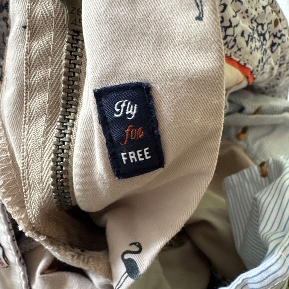 Denim & Flower Ricky Singh Shorts Mens 32 Tan Blue Flamingo Contrast Cuff Beach - Picture 9 of 9